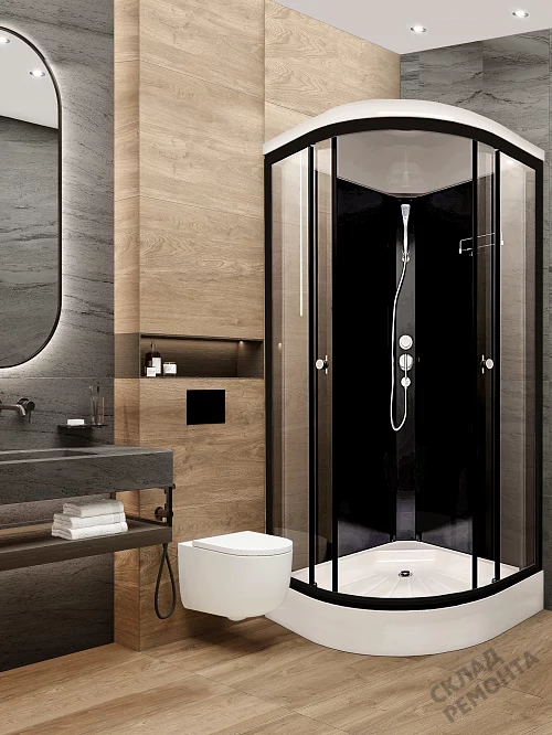 Фото Душевая кабина LUXMARE Sea Black низкий поддон угловая 90*90 купить в Иркутске: цена, описание, фото. Интернет-магазин 6