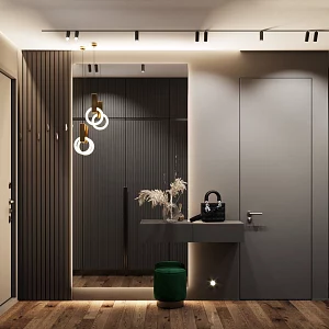 Скрытая дверь AxelDoors Invisible 2300 прям.откр.(алюм.кр.черн.с 4х), под покраску, без стекла