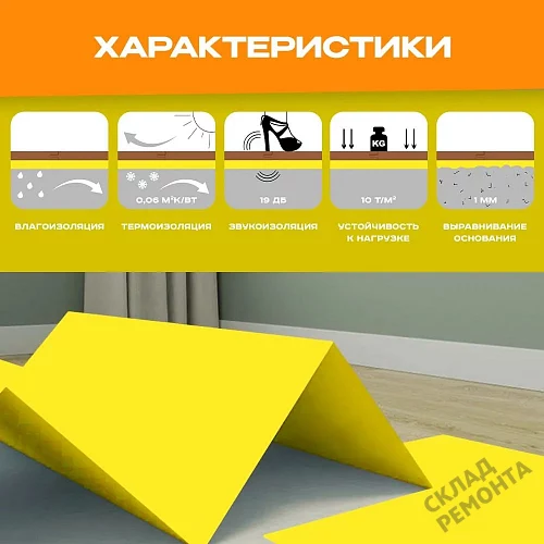 Фото Подложка листовая Solid 2 мм под ламинат и паркет желтая – купить в Иркутске: цена, описание, фото. Интернет-магазин 3