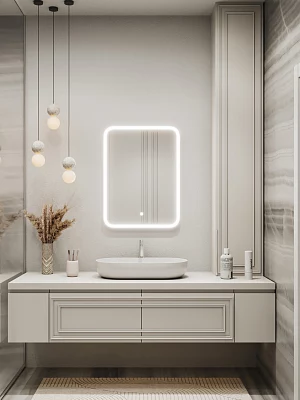 Зеркало подвесное Континент Glamour LED 60*80 (ЗЛП268) с подогревом с подсветкой, белый
