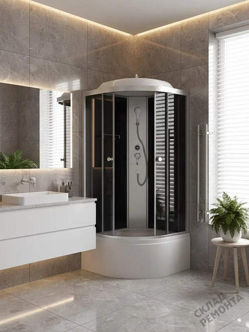 Фото Душевая кабина ODA 8401 black высокий поддон угловая 80*80 купить в Иркутске: цена, описание, фото. Интернет-магазин 1