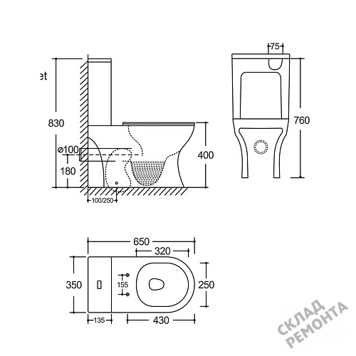 Фото Унитаз компакт напольный Calypso CS4851UQ-TK(OK) безободковый купить в Иркутске: цена, описание, фото. Интернет-магазин 6
