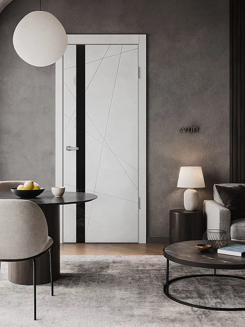 Фото Дверь FlyDoors Лайн LN02 белый, ПВХ, черное стекло – купить в Иркутске: цена, описание, фото. Интернет-магазин. 1