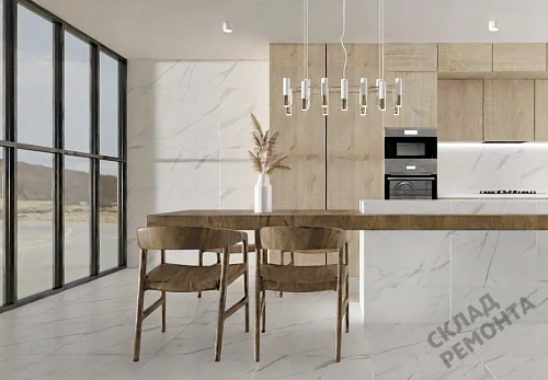 Фото Керамогранит матовый Steppe Ceramics Statuario White белый 600*600*9,5 – купить в Иркутске: цена, описание, фото. Интернет-магазин 5