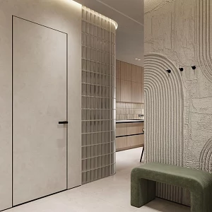 Скрытая дверь AxelDoors Invisible 2100 прям.откр.(алюм.кр.черн. с 4х), под покраску, без стекла