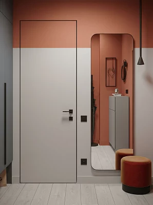 Скрытая дверь VellDoris 59/БЛ П реверс (алюм. кромка черная с 3-х сторон), под покраску, без стекла