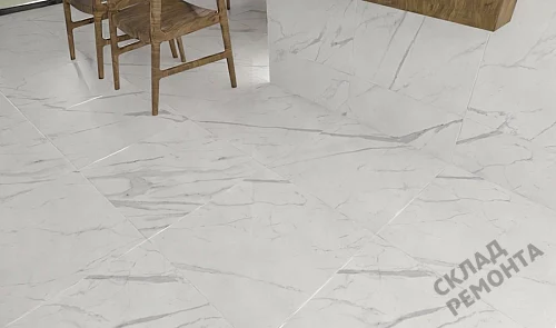 Фото Керамогранит матовый Steppe Ceramics Statuario White белый 600*600*9,5 – купить в Иркутске: цена, описание, фото. Интернет-магазин 4