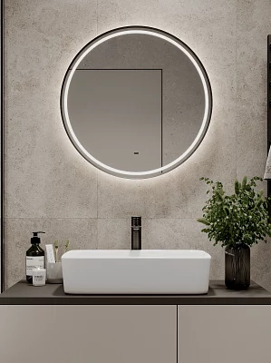 Зеркало подвесное Континент Tior Black Led 60 (ЗЛП5181) с подсветкой, черный