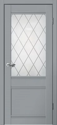 Дверь FlyDoors Классик С01 серый, эмалит, матовое стекло