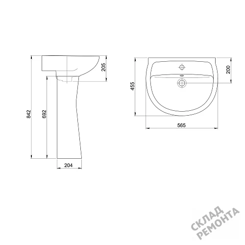 Фото Раковина на пьедестал Santeri Версия, 56 см купить в Иркутске: цена, описание, фото. Интернет-магазин 6