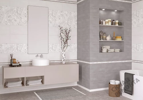 Фото Декор Alma Ceramica Бонита DWU09BNT017 серый 249*500 – купить в Иркутске: цена, описание, фото. Интернет-магазин 3