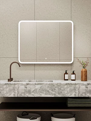 Зеркало подвесное Континент Demure LED 90*70 (ЗЛП502) с подсветкой, белый