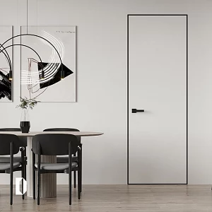 Скрытая дверь AxelDoors Invisible универс. прям.откр.(алюм.кр.черн. с 4х), под покраску, без стекла