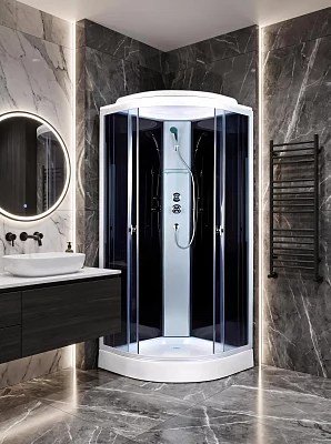 Душевая кабина Aquapulse 4021D grey black низкий поддон угловая 80*80