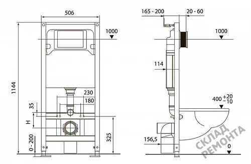 Фото Инсталляция для подвесного унитаза Tecespring S401110 с кнопкой купить в Иркутске: цена, описание, фото. Интернет-магазин 2
