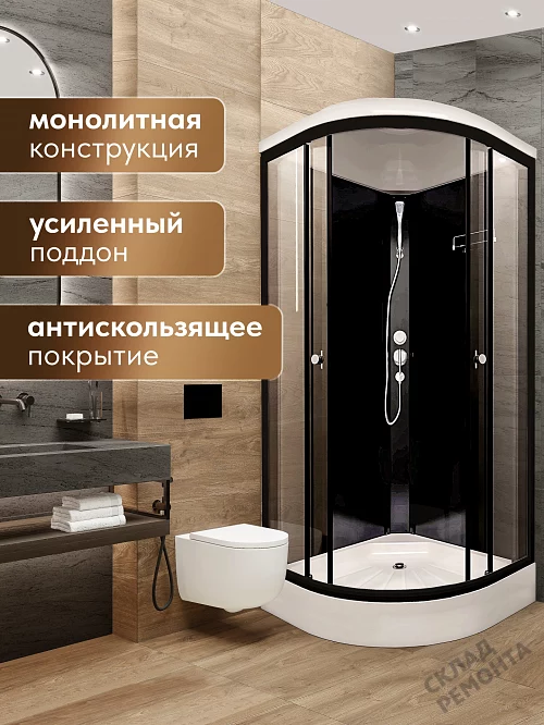 Фото Душевая кабина LUXMARE Sea Black низкий поддон угловая 90*90 купить в Иркутске: цена, описание, фото. Интернет-магазин 3