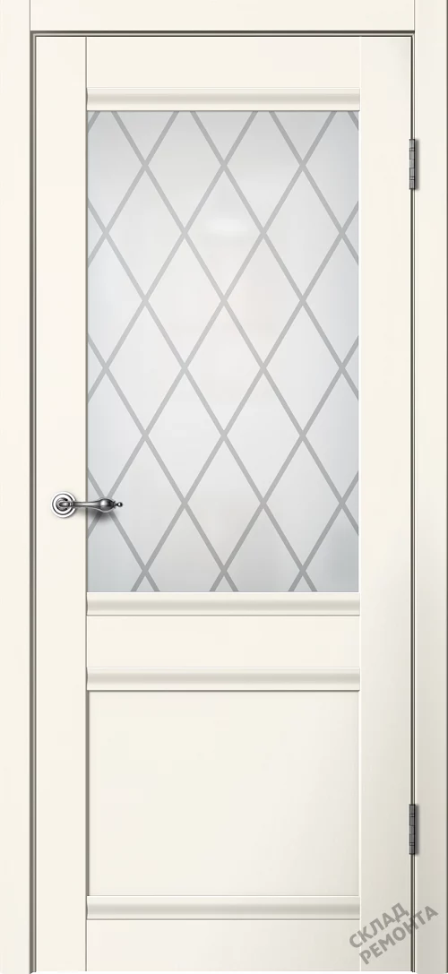 Фото Дверь FlyDoors Классик С01 ваниль, эмалит, матовое стекло – купить в Иркутске: цена, описание, фото. Интернет-магазин. 1