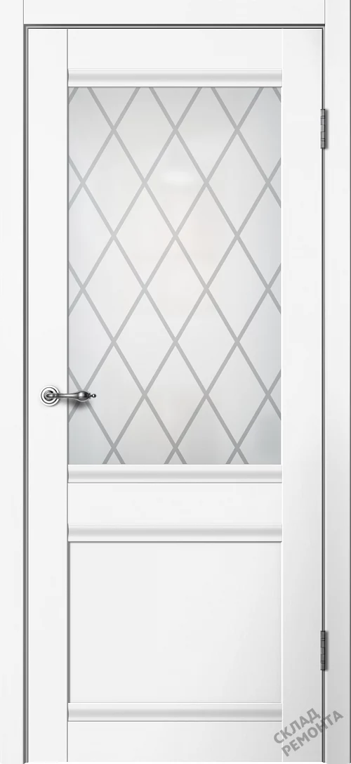 Фото Дверь FlyDoors Классик С01 белый, эмалит, матовое стекло – купить в Иркутске: цена, описание, фото. Интернет-магазин. 1