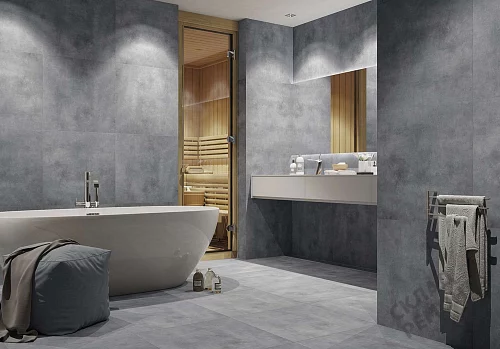 Фото Керамогранит матовый Steppe Ceramics Concrete Antracite серый 600*600*9 – купить в Иркутске: цена, описание, фото. Интернет-магазин 3