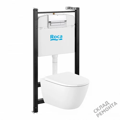 Фото Унитаз с инсталляцией комплект с кнопкой Roca Ona ZRU9310392 купить в Иркутске: цена, описание, фото. Интернет-магазин 2