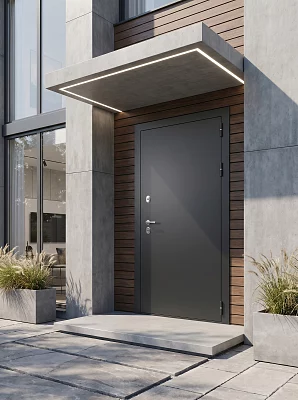Дверь входная FlyDoors Айварс Зеркало с терморазрывом букле черный/веллюто бьянко