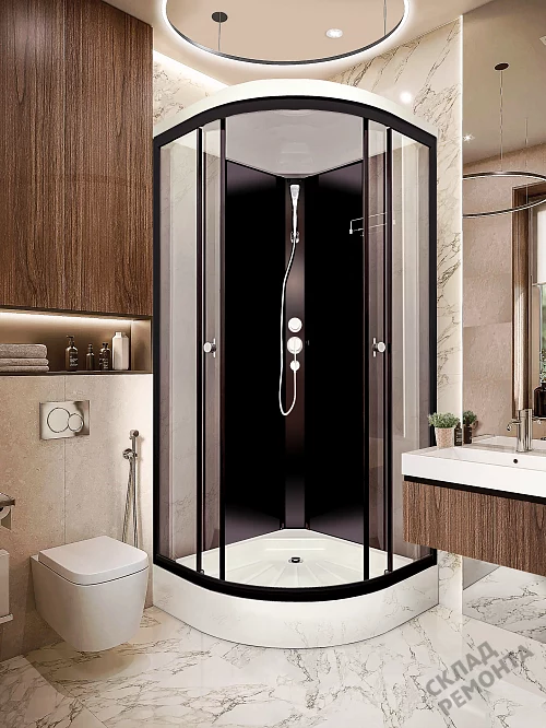 Фото Душевая кабина LUXMARE Sea Black низкий поддон угловая 90*90 купить в Иркутске: цена, описание, фото. Интернет-магазин 5